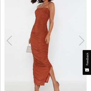 NastyGal Orange Midi Dress